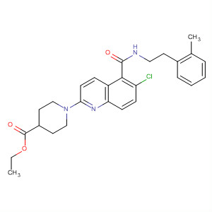 836612-45-4  4-Piperidinecarboxylic acid,1-[6-chloro-5-[[[2-(2-methylphenyl)ethyl]amino]carbonyl]-2-quinolinyl]-,ethyl ester