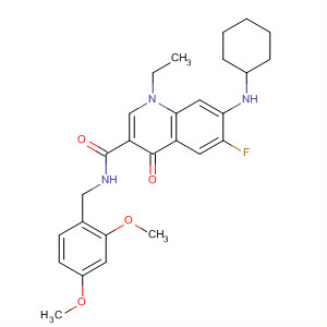836614-47-2  3-Quinolinecarboxamide,7-(cyclohexylamino)-N-[(2,4-dimethoxyphenyl)methyl]-1-ethyl-6-fluoro-1,4-dihydro-4-oxo-