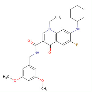 836614-48-3  3-Quinolinecarboxamide,7-(cyclohexylamino)-N-[(3,5-dimethoxyphenyl)methyl]-1-ethyl-6-fluoro-1,4-dihydro-4-oxo-