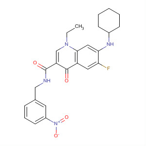 836614-49-4  3-Quinolinecarboxamide,7-(cyclohexylamino)-1-ethyl-6-fluoro-1,4-dihydro-N-[(3-nitrophenyl)methyl]-4-oxo-