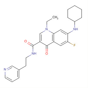 836614-73-4  3-Quinolinecarboxamide,7-(cyclohexylamino)-1-ethyl-6-fluoro-1,4-dihydro-4-oxo-N-[2-(3-pyridinyl)ethyl]-