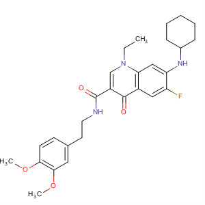 836614-78-9  3-Quinolinecarboxamide,7-(cyclohexylamino)-N-[2-(3,4-dimethoxyphenyl)ethyl]-1-ethyl-6-fluoro-1,4-dihydro-4-oxo-