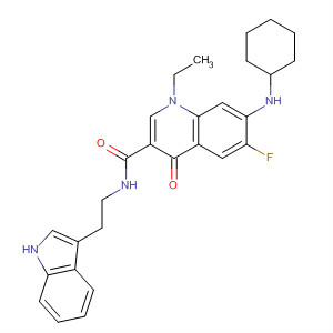 836614-79-0  3-Quinolinecarboxamide,7-(cyclohexylamino)-1-ethyl-6-fluoro-1,4-dihydro-N-[2-(1H-indol-3-yl)ethyl]-4-oxo-