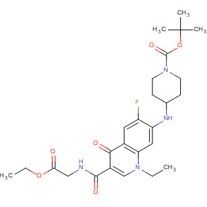 836617-09-5  1-Piperidinecarboxylic acid,4-[[3-[[(2-ethoxy-2-oxoethyl)amino]carbonyl]-1-ethyl-6-fluoro-1,4-dihydro-4-oxo-7-quinolinyl]amino]-, 1,1-dimethylethyl ester