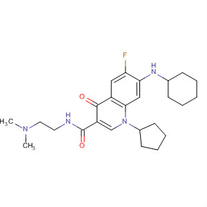 836618-13-4  3-Quinolinecarboxamide,7-(cyclohexylamino)-1-cyclopentyl-N-[2-(dimethylamino)ethyl]-6-fluoro-1,4-dihydro-4-oxo-