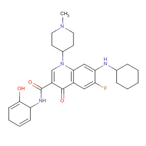 836619-38-6  3-Quinolinecarboxamide,7-(cyclohexylamino)-6-fluoro-1,4-dihydro-N-(2-hydroxyphenyl)-1-(1-methyl-4-piperidinyl)-4-oxo-