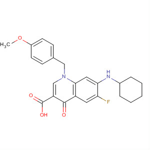 836620-22-5  3-Quinolinecarboxylic acid,7-(cyclohexylamino)-6-fluoro-1,4-dihydro-1-[(4-methoxyphenyl)methyl]-4-oxo-
