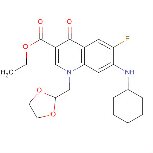 836620-55-4  3-Quinolinecarboxylic acid,7-(cyclohexylamino)-1-(1,3-dioxolan-2-ylmethyl)-6-fluoro-1,4-dihydro-4-oxo-, ethyl ester