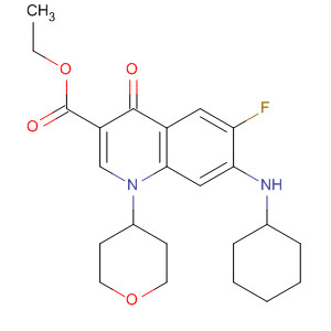 836620-76-9  3-Quinolinecarboxylic acid,7-(cyclohexylamino)-6-fluoro-1,4-dihydro-4-oxo-1-(tetrahydro-2H-pyran-4-yl)-, ethyl ester