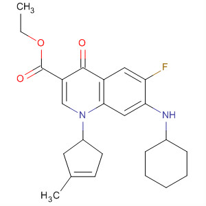 836620-86-1  3-Quinolinecarboxylic acid,7-(cyclohexylamino)-6-fluoro-1,4-dihydro-1-(3-methyl-3-cyclopenten-1-yl)-4-oxo-, ethyl ester