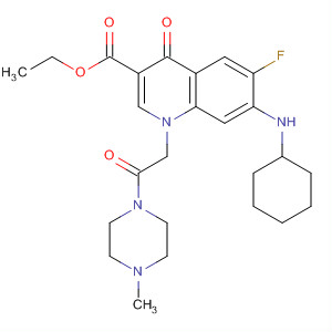 836620-95-2  3-Quinolinecarboxylic acid,7-(cyclohexylamino)-6-fluoro-1,4-dihydro-1-[2-(4-methyl-1-piperazinyl)-2-oxoethyl]-4-oxo-, ethyl ester