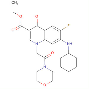 836620-96-3  3-Quinolinecarboxylic acid,7-(cyclohexylamino)-6-fluoro-1,4-dihydro-1-[2-(4-morpholinyl)-2-oxoethyl]-4-oxo-, ethyl ester