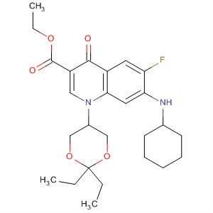836621-27-3  3-Quinolinecarboxylic acid,7-(cyclohexylamino)-1-(2,2-diethyl-1,3-dioxan-5-yl)-6-fluoro-1,4-dihydro-4-oxo-, ethyl ester
