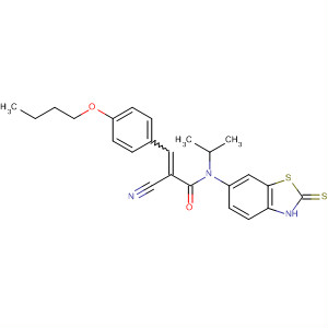 836622-18-5  2-Propenamide,3-(4-butoxyphenyl)-2-cyano-N-(2,3-dihydro-2-thioxo-6-benzothiazolyl)-N-(1-methylethyl)-