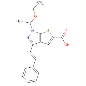 836633-17-1  1H-Thieno[2,3-c]pyrazole-5-carboxylic acid,1-(1-ethoxyethyl)-3-[(1E)-2-phenylethenyl]-