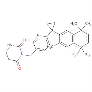 836660-76-5  2,4(1H,3H)-Pyrimidinedione,3-[[6-[1-(5,8-dihydro-3,5,5,8,8-pentamethyl-2-naphthalenyl)cyclopropyl]-3-pyridinyl]methyl]dihydro-