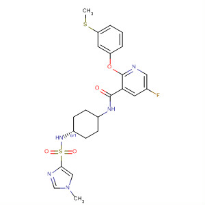836679-11-9  3-Pyridinecarboxamide,5-fluoro-N-[cis-4-[[(1-methyl-1H-imidazol-4-yl)sulfonyl]amino]cyclohexyl]-2-[3-(methylthio)phenoxy]-