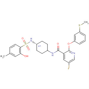 836679-17-5  3-Pyridinecarboxamide,5-fluoro-N-[cis-4-[[(2-hydroxy-4-methylphenyl)sulfonyl]amino]cyclohexyl]-2-[3-(methylthio)phenoxy]-