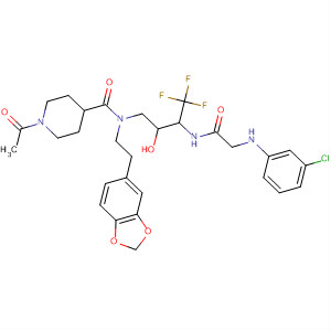 837360-31-3  4-Piperidinecarboxamide,1-acetyl-N-[2-(1,3-benzodioxol-5-yl)ethyl]-N-[3-[[[(3-chlorophenyl)amino]acetyl]amino]-4,4,4-trifluoro-2-hydroxybutyl]-