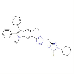 837375-45-8  3H-1,2,4-Triazole-3-thione,5-[[5-(1,5-dimethyl-2,3-diphenyl-1H-indol-6-yl)-2H-tetrazol-2-yl]methyl]-2,4-dihydro-4-phenyl-