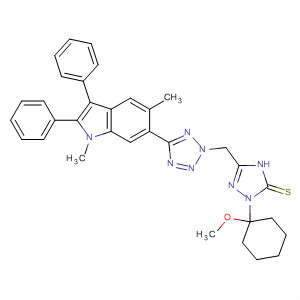 837375-47-0  3H-1,2,4-Triazole-3-thione,5-[[5-(1,5-dimethyl-2,3-diphenyl-1H-indol-6-yl)-2H-tetrazol-2-yl]methyl]-2,4-dihydro-4-(4-methoxyphenyl)-