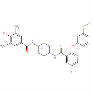 837377-45-4  3-Pyridinecarboxamide,5-fluoro-N-[cis-4-[(4-hydroxy-3,5-dimethylbenzoyl)amino]cyclohexyl]-2-[3-(methylthio)phenoxy]-
