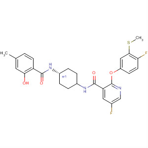 837377-62-5  3-Pyridinecarboxamide,5-fluoro-2-[4-fluoro-3-(methylthio)phenoxy]-N-[cis-4-[(2-hydroxy-4-methylbenzoyl)amino]cyclohexyl]-