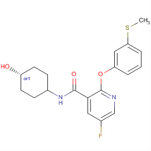 837377-93-2  3-Pyridinecarboxamide,5-fluoro-N-(cis-4-hydroxycyclohexyl)-2-[3-(methylthio)phenoxy]-