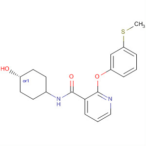 837377-94-3  3-Pyridinecarboxamide,N-(cis-4-hydroxycyclohexyl)-2-[3-(methylthio)phenoxy]-