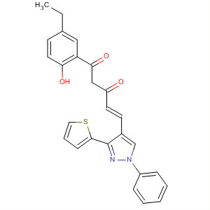 837416-69-0  4-Pentene-1,3-dione,1-(5-ethyl-2-hydroxyphenyl)-5-[1-phenyl-3-(2-thienyl)-1H-pyrazol-4-yl]-,(4E)-