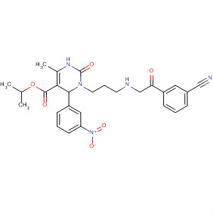 837426-07-0  5-Pyrimidinecarboxylic acid,1-[3-[(3-cyanobenzoyl)methylamino]propyl]-1,2,3,6-tetrahydro-4-methyl-6-(3-nitrophenyl)-2-oxo-, 1-methylethyl ester
