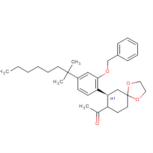 83002-52-2  1,4-Dioxaspiro[4.5]decane-8-acetaldehyde,7-[4-(1,1-dimethylheptyl)-2-(phenylmethoxy)phenyl]-, trans-