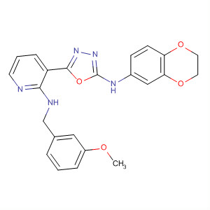 830333-17-0  2-Pyridinamine,3-[5-[(2,3-dihydro-1,4-benzodioxin-6-yl)amino]-1,3,4-oxadiazol-2-yl]-N-[(3-methoxyphenyl)methyl]-