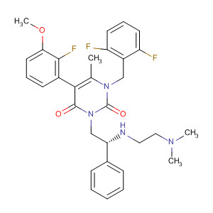 830346-05-9  2,4(1H,3H)-Pyrimidinedione,1-[(2,6-difluorophenyl)methyl]-3-[(2R)-2-[[2-(dimethylamino)ethyl]amino]-2-phenylethyl]-5-(2-fluoro-3-methoxyphenyl)-6-methyl-