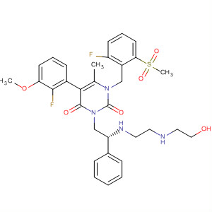 830346-17-3  2,4(1H,3H)-Pyrimidinedione,5-(2-fluoro-3-methoxyphenyl)-1-[[2-fluoro-6-(methylsulfonyl)phenyl]methyl]-3-[(2R)-2-[[2-[(2-hydroxyethyl)amino]ethyl]amino]-2-phenylethyl]-6-methyl-