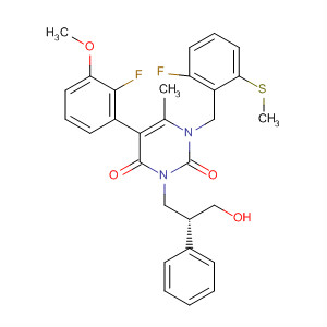 830346-63-9  2,4(1H,3H)-Pyrimidinedione,5-(2-fluoro-3-methoxyphenyl)-1-[[2-fluoro-6-(methylthio)phenyl]methyl]-3-[(2R)-3-hydroxy-2-phenylpropyl]-6-methyl-