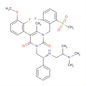 830346-66-2  2,4(1H,3H)-Pyrimidinedione,3-[(2R)-2-[[2-(dimethylamino)propyl]amino]-2-phenylethyl]-5-(2-fluoro-3-methoxyphenyl)-1-[[2-fluoro-6-(methylsulfonyl)phenyl]methyl]-6-methyl-