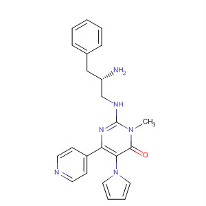 831232-04-3  4(3H)-Pyrimidinone,2-[[(2S)-2-amino-3-phenylpropyl]amino]-3-methyl-6-(4-pyridinyl)-5-(1H-pyrrol-1-yl)-