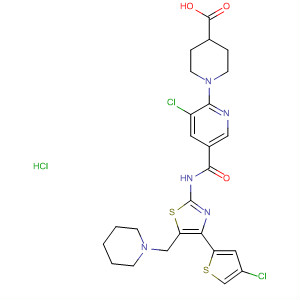 832085-54-8  4-Piperidinecarboxylic acid,1-[3-chloro-5-[[[4-(4-chloro-2-thienyl)-5-(1-piperidinylmethyl)-2-thiazolyl]amino]carbonyl]-2-pyridinyl]-, monohydrochloride