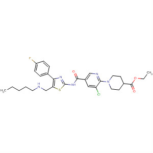 832087-45-3  4-Piperidinecarboxylic acid,1-[5-[[[5-[(butylmethylamino)methyl]-4-(4-fluorophenyl)-2-thiazolyl]amino]carbonyl]-3-chloro-2-pyridinyl]-, ethyl ester