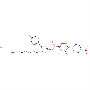 832087-49-7  4-Piperidinecarboxylic acid,1-[5-[[[5-[(butylmethylamino)methyl]-4-(4-fluorophenyl)-2-thiazolyl]amino]carbonyl]-3-chloro-2-pyridinyl]-, monohydrochloride