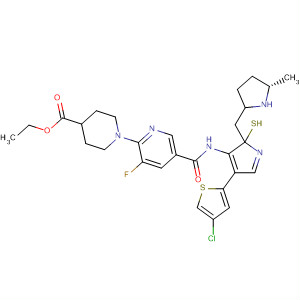 832087-56-6  4-Piperidinecarboxylic acid,1-[5-[[[4-(4-chloro-2-thienyl)-5-[[(2S)-2-methyl-1-pyrrolidinyl]methyl]-2-thiazolyl]amino]carbonyl]-3-fluoro-2-pyridinyl]-, ethyl ester