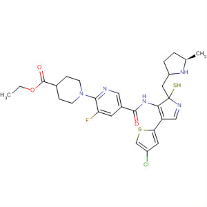 832087-57-7  4-Piperidinecarboxylic acid,1-[5-[[[4-(4-chloro-2-thienyl)-5-[[(2R)-2-methyl-1-pyrrolidinyl]methyl]-2-thiazolyl]amino]carbonyl]-3-fluoro-2-pyridinyl]-, ethyl ester