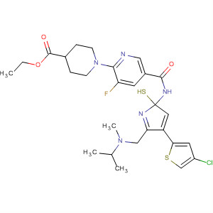 832087-58-8  4-Piperidinecarboxylic acid,1-[5-[[[4-(4-chloro-2-thienyl)-5-[[methyl(1-methylethyl)amino]methyl]-2-thiazolyl]amino]carbonyl]-3-fluoro-2-pyridinyl]-, ethyl ester