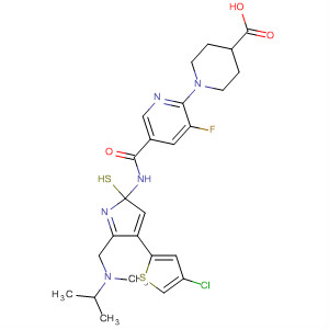 832087-66-8  4-Piperidinecarboxylic acid,1-[5-[[[4-(4-chloro-2-thienyl)-5-[[methyl(1-methylethyl)amino]methyl]-2-thiazolyl]amino]carbonyl]-3-fluoro-2-pyridinyl]-
