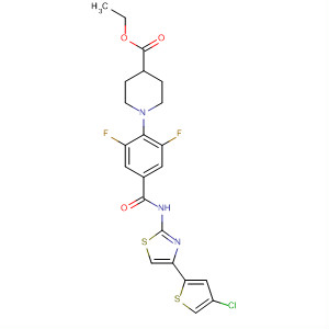 832087-89-5  4-Piperidinecarboxylic acid,1-[4-[[[4-(4-chloro-2-thienyl)-2-thiazolyl]amino]carbonyl]-2,6-difluorophenyl]-, ethyl ester