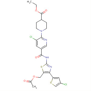 832088-04-7  4-Piperidinecarboxylic acid,1-[5-[[[5-[(acetyloxy)methyl]-4-(4-chloro-2-thienyl)-2-thiazolyl]amino]carbonyl]-3-chloro-2-pyridinyl]-, ethyl ester