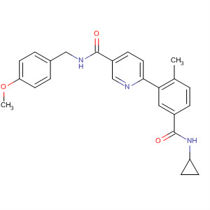 832114-21-3  3-Pyridinecarboxamide,6-[5-[(cyclopropylamino)carbonyl]-2-methylphenyl]-N-[(4-methoxyphenyl)methyl]-