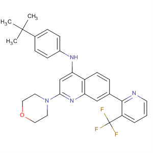 832692-91-8  4-Quinolinamine,N-[4-(1,1-dimethylethyl)phenyl]-2-(4-morpholinyl)-7-[3-(trifluoromethyl)-2-pyridinyl]-