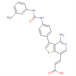 832695-10-0  2-Propenoic acid,3-[4-amino-3-[4-[[[(3-methylphenyl)amino]carbonyl]amino]phenyl]thieno[3,2-c]pyridin-7-yl]-, (2E)-